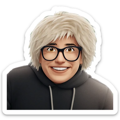 happy boy with glasses sticker