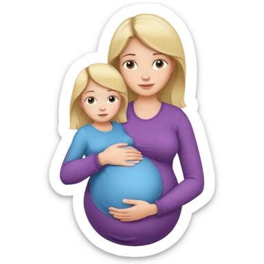 pregnant girl holding three children sticker