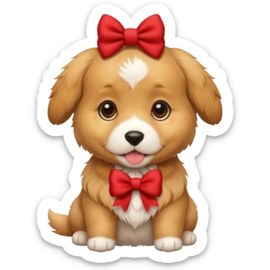 Cute puppy with bow sticker