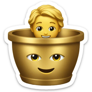 a golden photos in a pot sticker