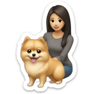 light-skinned-girl-petting-pomeranian sticker