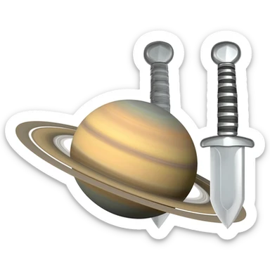 Saturn, za którym są 2 miecze sticker