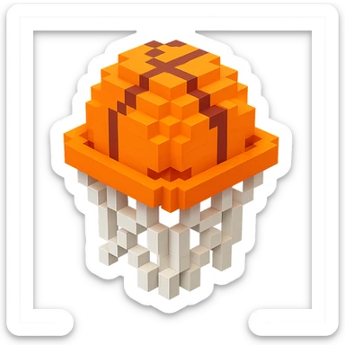 Voxel-style basketball in a net, variation 8 sticker