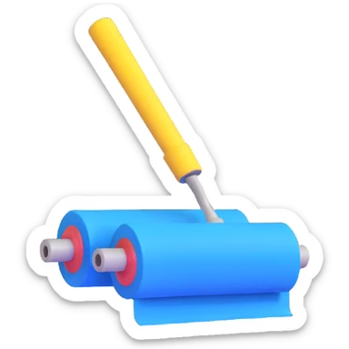 paint roller with blue paint on roller sticker