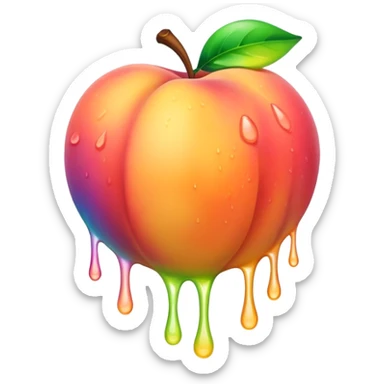 Wet rainbow dripping peach sticker