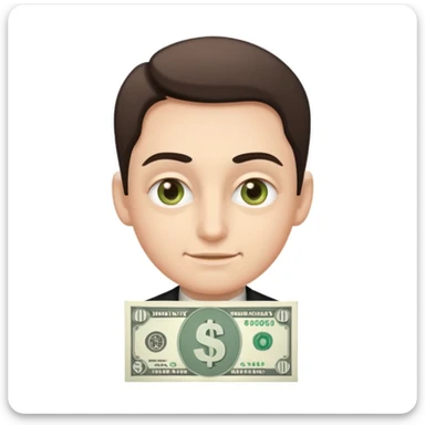 emoji with a snobby smrik with money eyes sticker