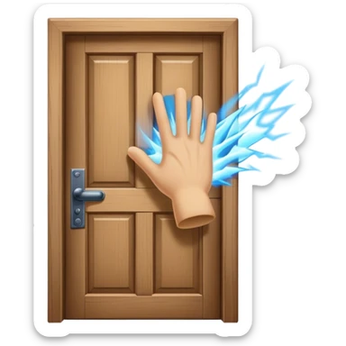 A closed door with a hand knocking on it. Because success isn’t about waiting—it’s about knocking until someone answers.blue power magic on knocking sticker