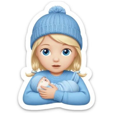 blond blue eye newborn with hat sticker