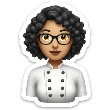 female chef with curly black hair and glasses sticker