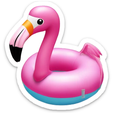 pink flamingo pool floatie in a pool sticker