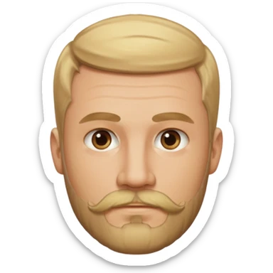 short blond hair clean cut mustache and beard 5ft 9 140lbs titian sticker