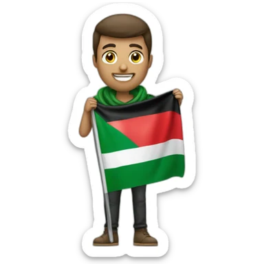 white men holding palestine flag wearing Palestinian scarf sticker