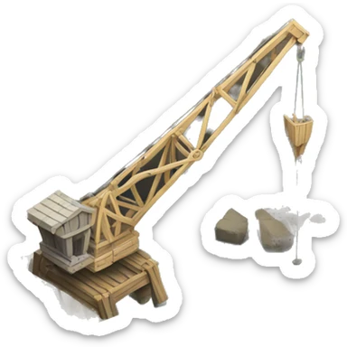 medieval wooden crane into stone pit sticker