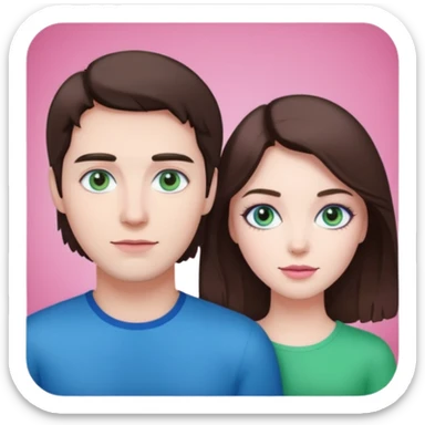 pink polaroid photo of a couple thats white with brunette hair blue and green eyes sticker