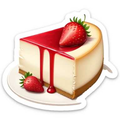 slice of cheesecake with strawberry topping sticker