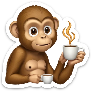 side profile monkey sipping coffee  sticker