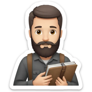 Bearded man with charcoal + sketchbook sticker