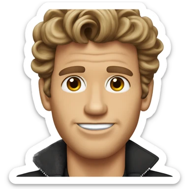 Jeff conaway grease with brown hair curled in middle of forehead  sticker