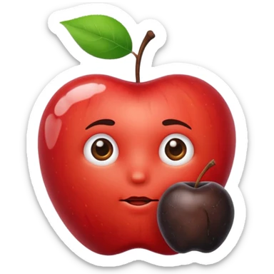 cloud holding apple and prune sticker