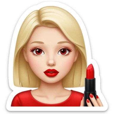 girl putting lipstick sticker