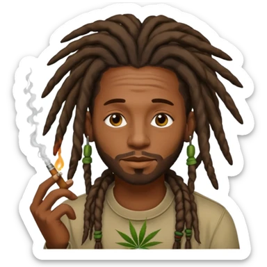 Black guy with dreads smoking weed sticker