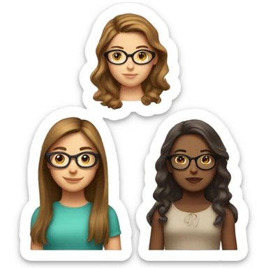 two girls, first with brown hair and glasses,second girl with fair hair and complexion  sticker