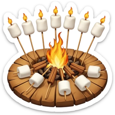 campfire, with marshmallows on skewers sticker