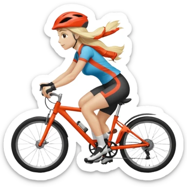 triathlete long blonde hair woman biking sticker