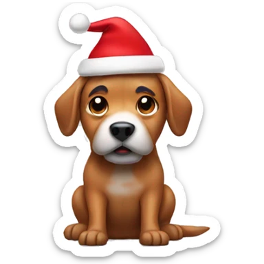Dog pooping in Christmas hat  sticker