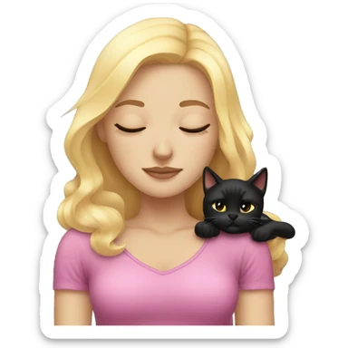 Blonde girl sleeping with black cat sticker