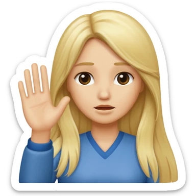 blonde female long hair saying stop sticker