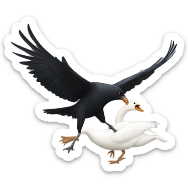 a crow fighting a swan sticker