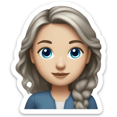 Russian white girl, blue-grey eyes, middle brunette hair, book in hand  sticker