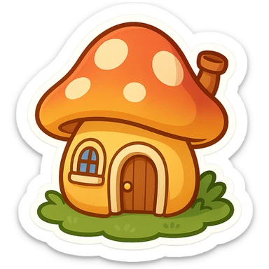 colorful and fun mushroom house in The Smurfs village emoji sticker