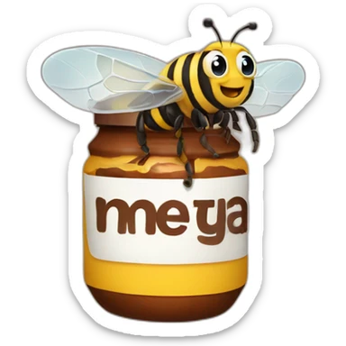a bee with a nutella jar on his head sticker