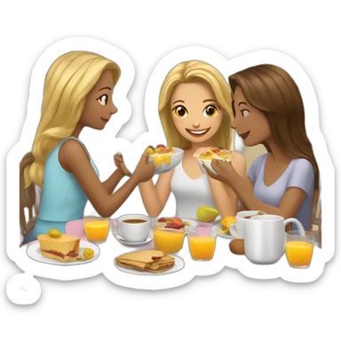Tres amigas desayunando sticker