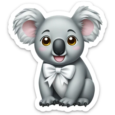 Koala with a white bow sticker
