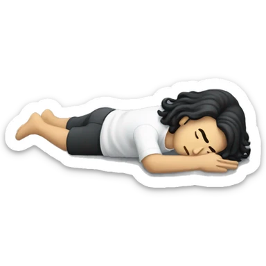 Black long haired white man lying supine unconscious on the ground sticker