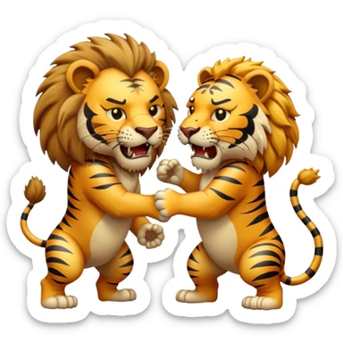 brutal fight between one lion and one tiger  sticker
