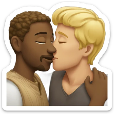 Hungarian blond man kissing African man sticker