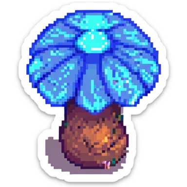 glowing mushroom pixel art with blue glow sticker
