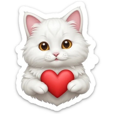 Cute white cat making heart shape with his hand above the head like this🙆‍♂️ sticker