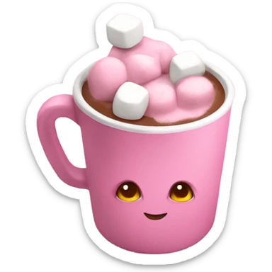 Pink hot chocolate with marshmallows  sticker