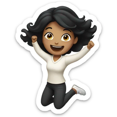 Jumping Woman black hear sticker