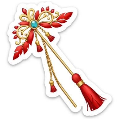 Red & Gold Hairpin – Decorative stick with red tassels.



 sticker