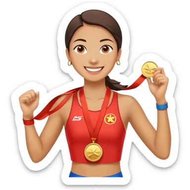 She was the first woman to win a medal in the metric race in Beijing  sticker