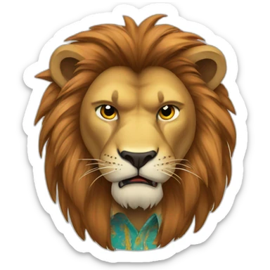 Angry Lion wearing a fitted colorful button up shirt sticker