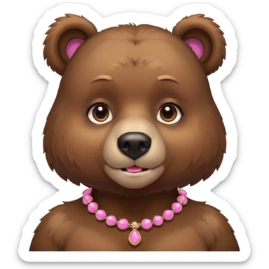 bear with pink necklace and earings sticker