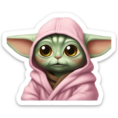 Cat pink baby yoda sticker