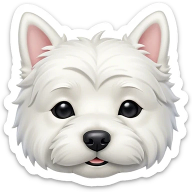 Meme-Worthy Cute Sleeping West Highland White Terrier Portrait Emoji, Head resting peacefully with a contented smile, showcasing a delightfully compact build and a luxuriously soft white coat, eyes shut in a serene nap, Simplified yet hilariously adorable features, highly detailed, glowing with a soft, drowsy light, high shine, relaxed and utterly lovable, stylized with an air of playful laziness, bright and heartwarming, soft glowing outline, capturing the essence of a comically sleepy companion, so meme-worthy it feels like it could instantly become the next viral sensation of adorable slumber! sticker